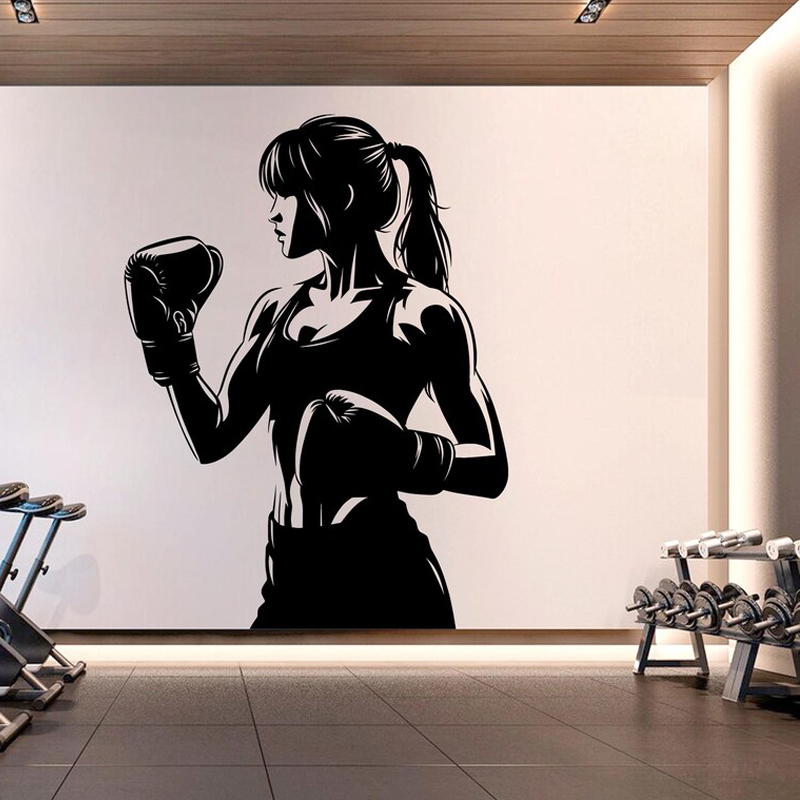 Home Gym On Wall - الملاكمة فتاة الصالة الرياضية جدار صائق