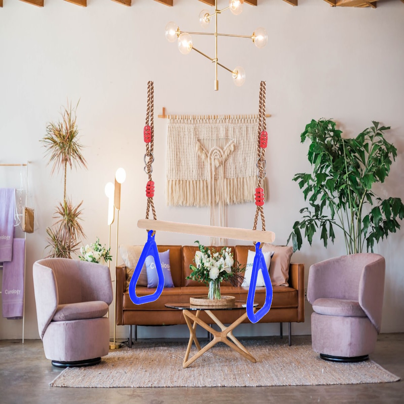 Gymnastic Rings Wooden - مجموعات أرجوحة للعب في الأماكن المغلقة