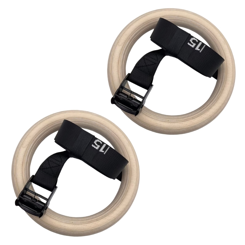 Gymnastic Rings Wooden - حلقات الجمباز الخشبية القابلة للتعديل Q84C