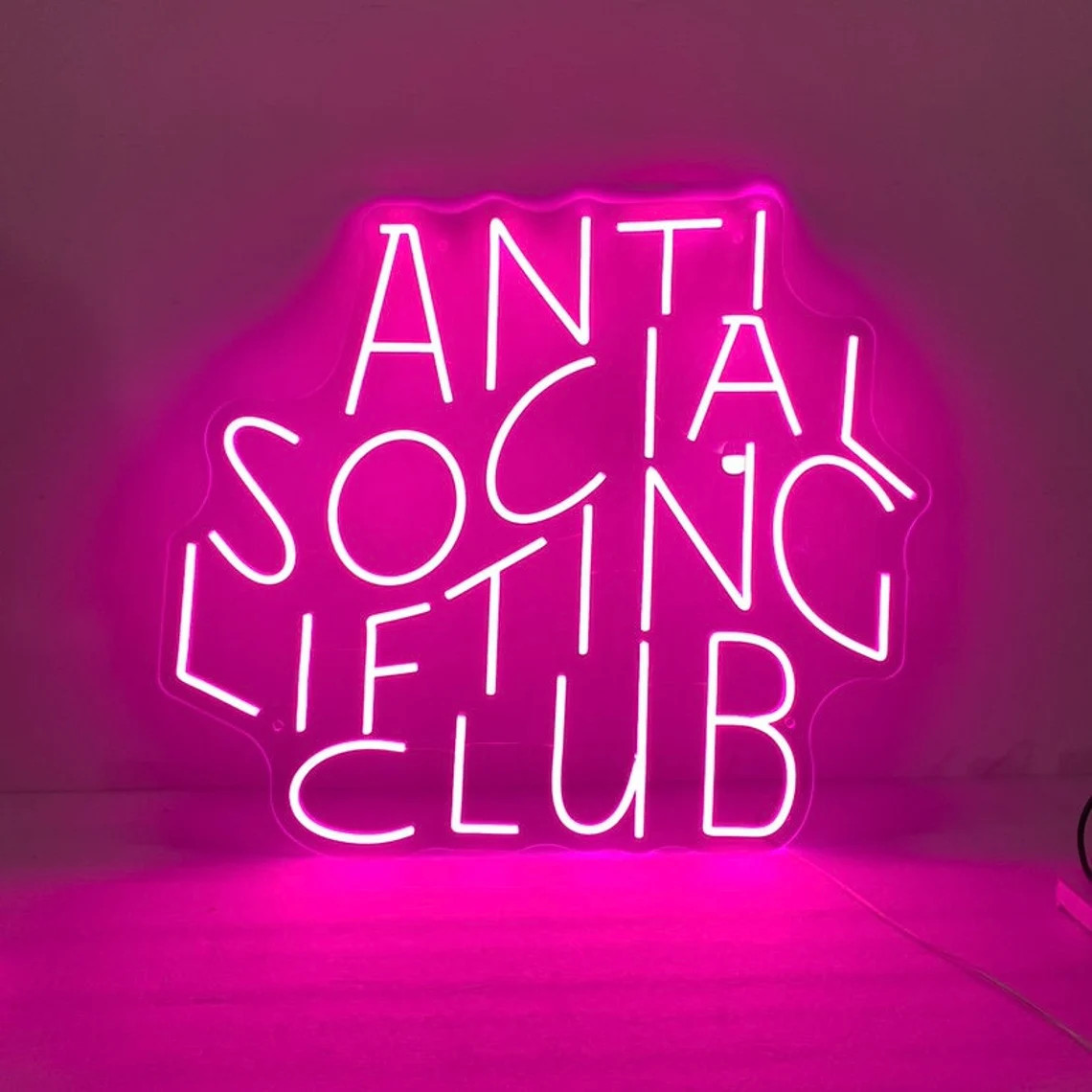 Home Gym Neon Sign - علامة نيون مضادة للرفع الاجتماعي، ديكور