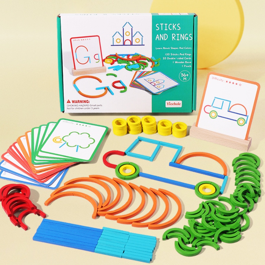 Gymnastic Rings Wooden - ألعاب ألغاز التعليم المبكر للأطفال، حلقات