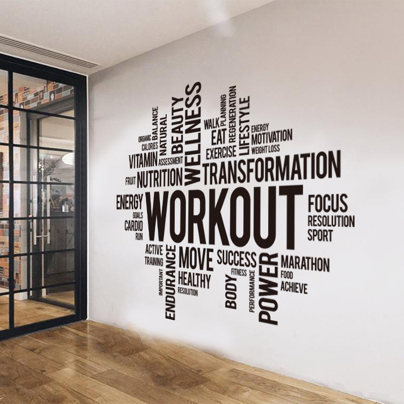 Home Gym On Wall - ملصق حائط على شكل كلمة سحابة