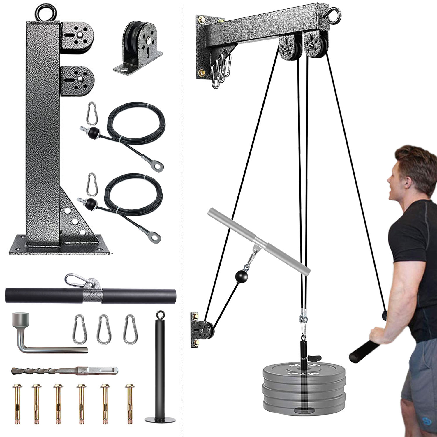 Home Gym Pulley System - نظام بكرة مثبت على الحائط للياقة