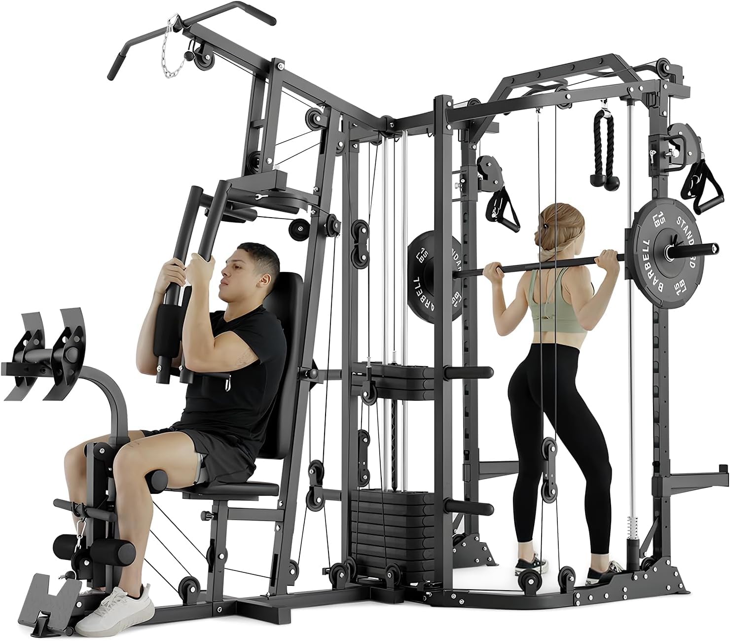 Home Gym Tunturi - جهاز سميث مزدوج المحطات، قفص تمارين
