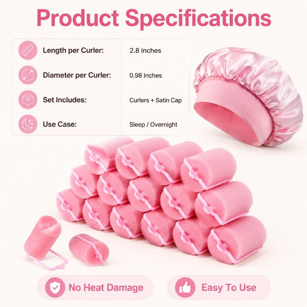 بكرات شعر إسفنجية مع طقم قبعة  - مراجعة Preacher Curl Pad وسعره
