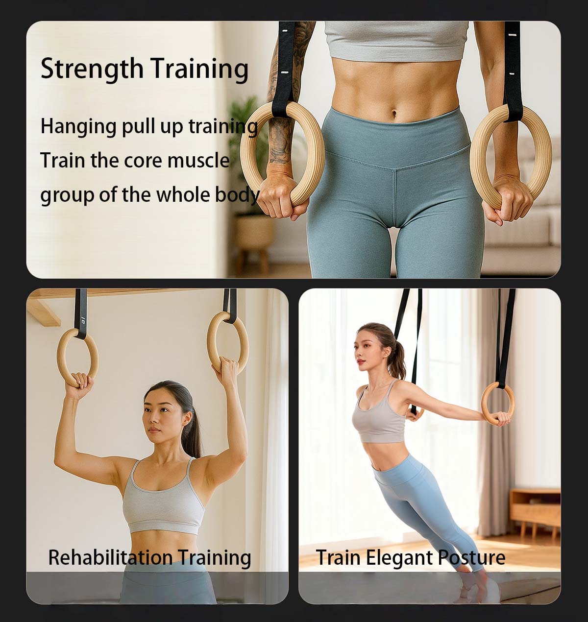 قابل للتعديل الخشب حلقات الجمب - مراجعة Gymnastic Rings Wooden وسعره